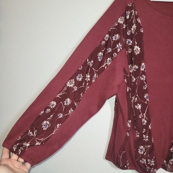 Gigio Burgundy Floral Blouse Large - Picture 2 of 10